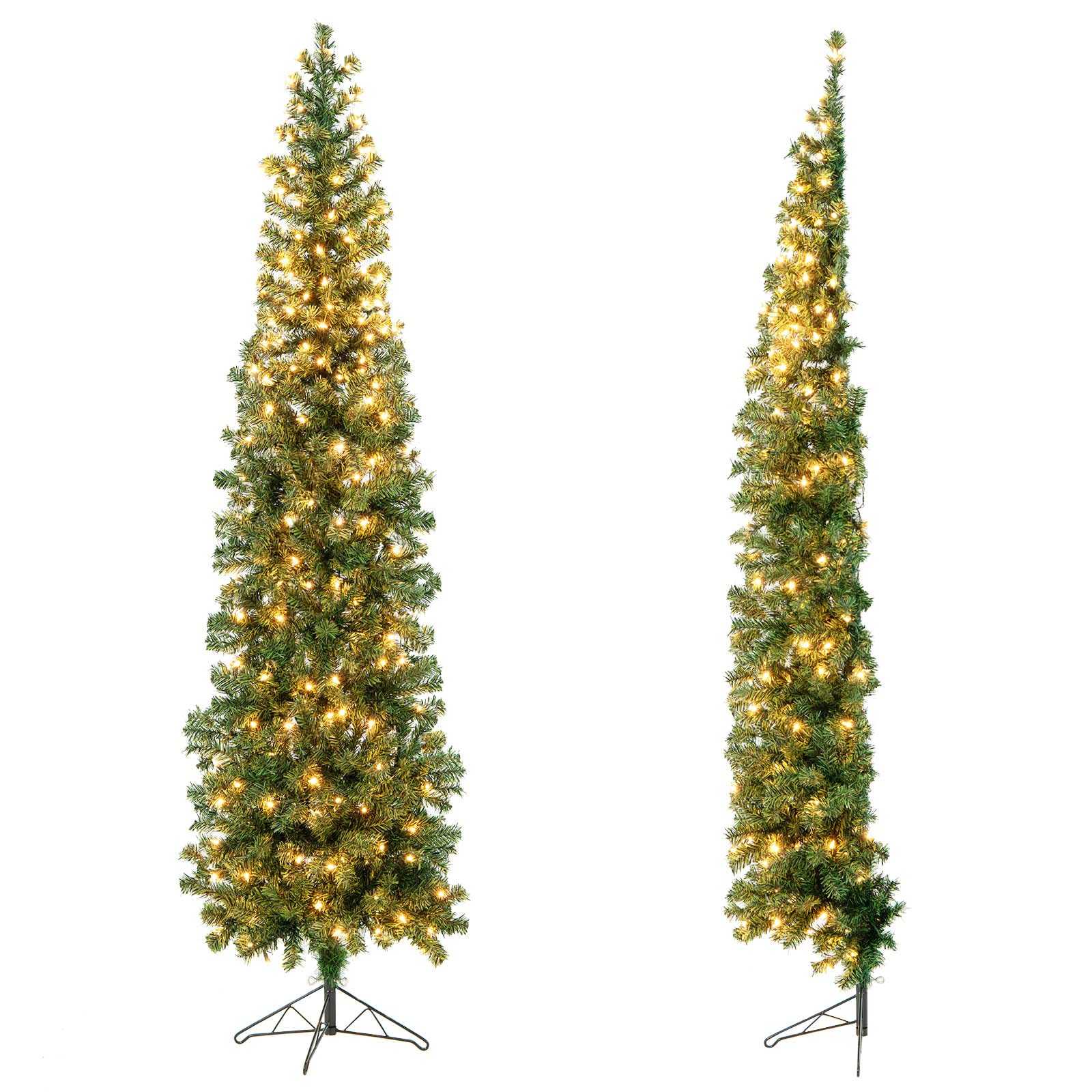 Goplus 7ft Prelit Half-Shape Christmas Tree