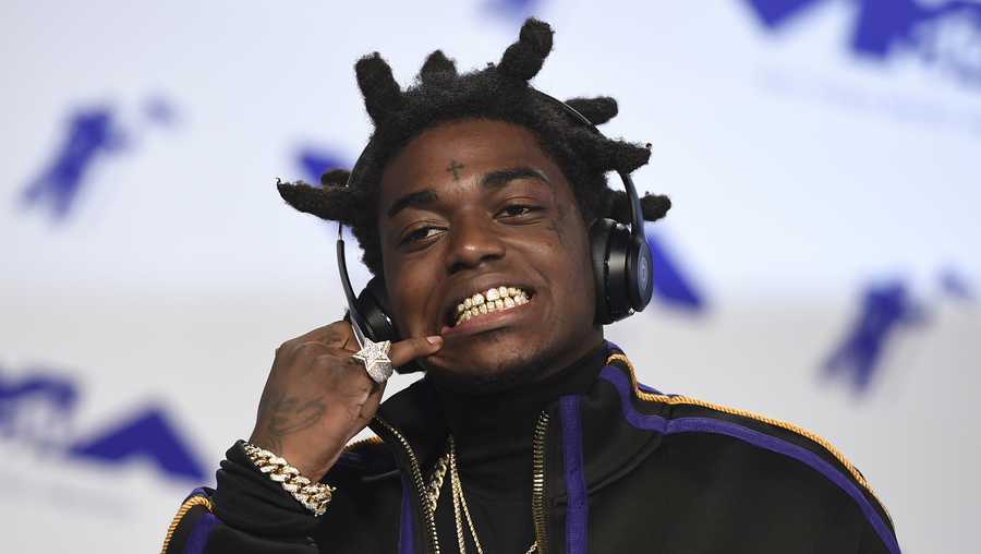 FILE - Kodak Black arrives at the MTV Video Music Awards at The Forum, Aug. 27, 2017, in Inglewood, Calif. The rapper was arrested again in South Florida on Thursday, Dec. 7, 2023, this time on a cocaine possession and other charges, according to jail records. (Photo by Jordan Strauss/Invision/AP, File)
